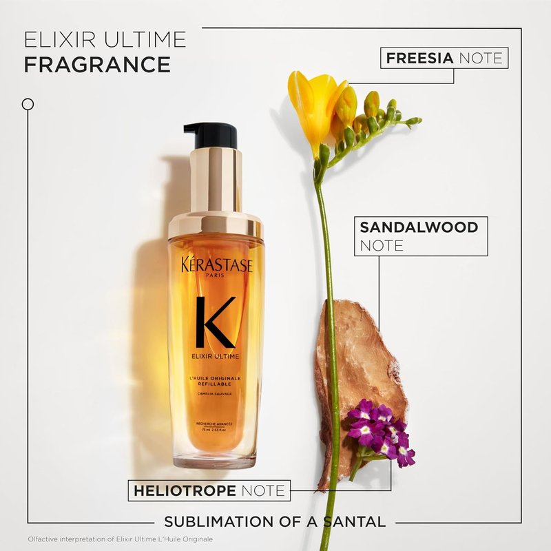 Kerastase Elixir Ultime Hair Oil - Nourishing Frizz Control & Shine | Refillable, Wild Camellia Extract
