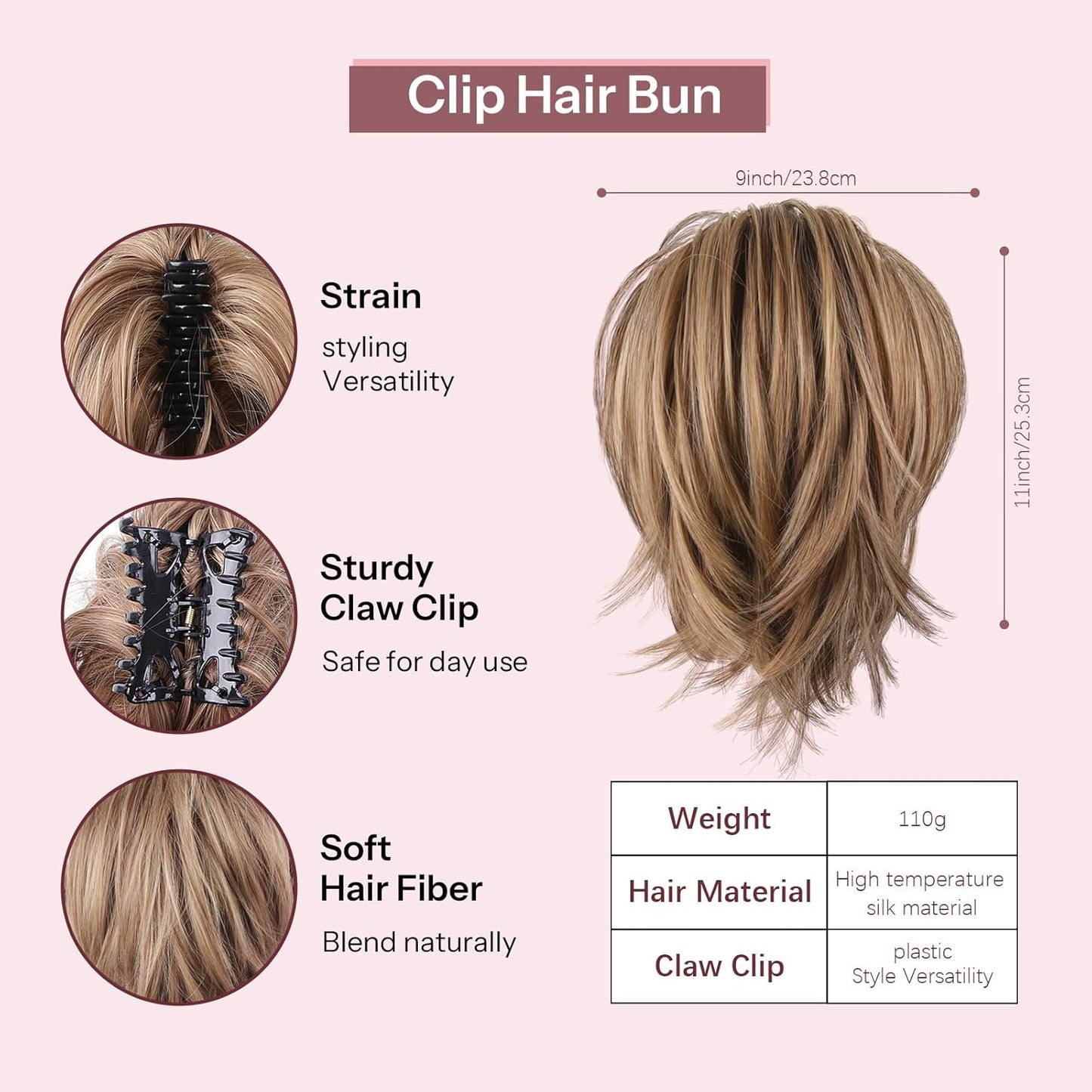 Ponytail Extension - 12 Inch Straight Human Hair Clip-In Ponytail | Brown Synthetic Updo Hair Piece