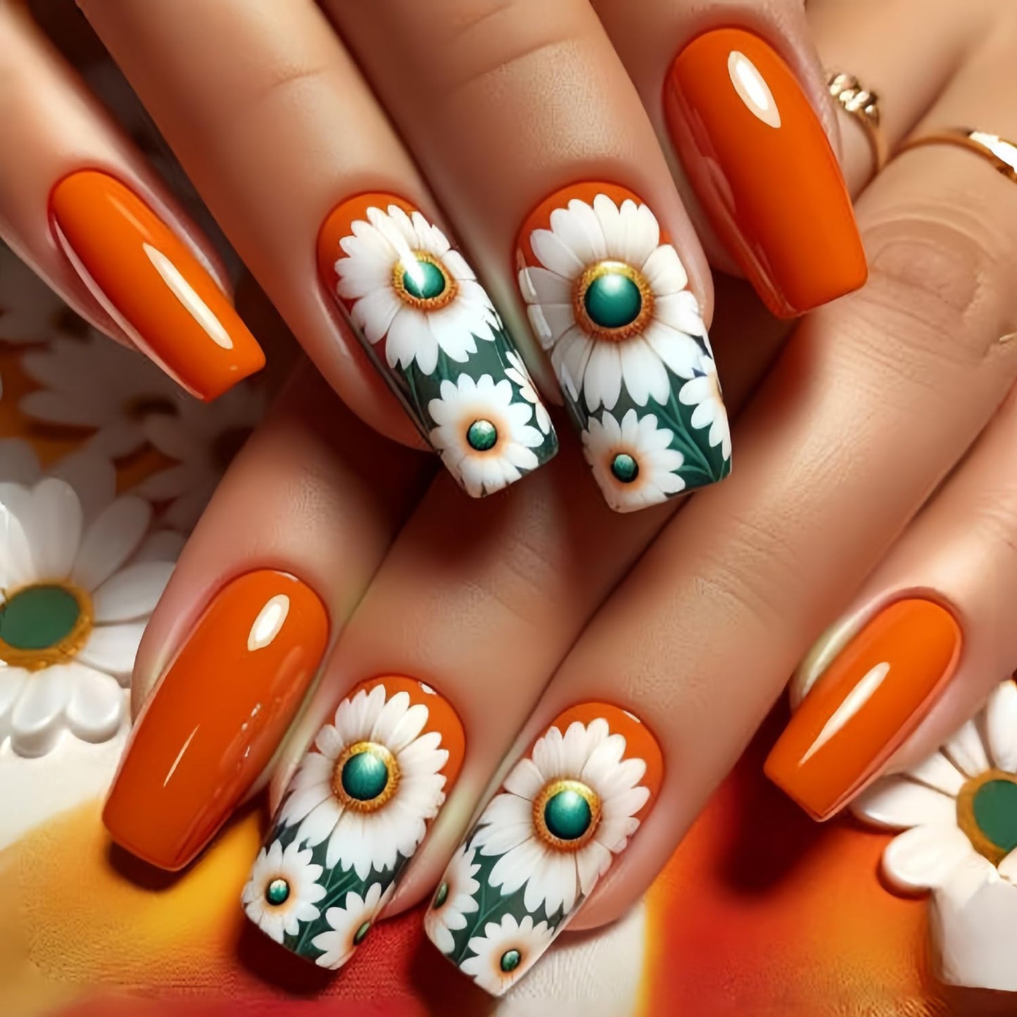 Butterfly Press-On Nails - Medium Length Rainbow Stripe Design | Colorful Square Acrylic Coffin Nails, 24 Pcs