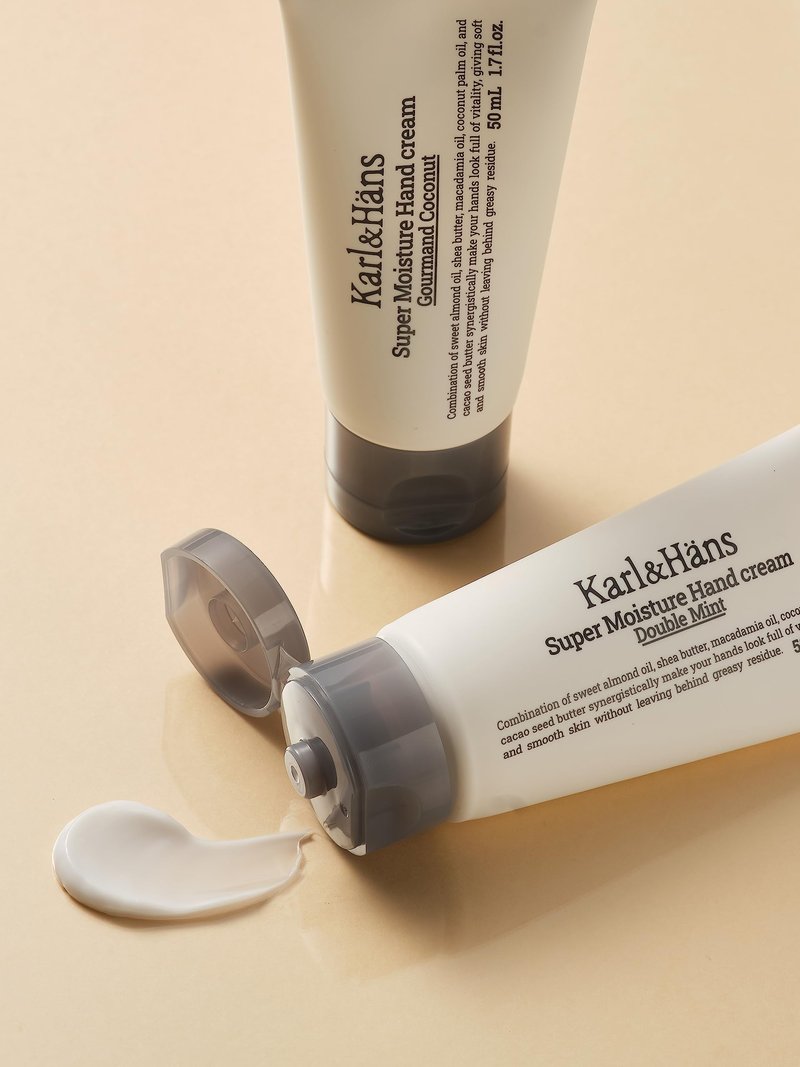 Karl&Hans Super Moisturizing Mint Vegan Hand Cream - Double Mint Scent with Shea Butter, Coconut Oil, Long-Lasting Refreshing Formula, Organic Daily Hand lotion for Dry Cracked Hands - 1.7 fl oz