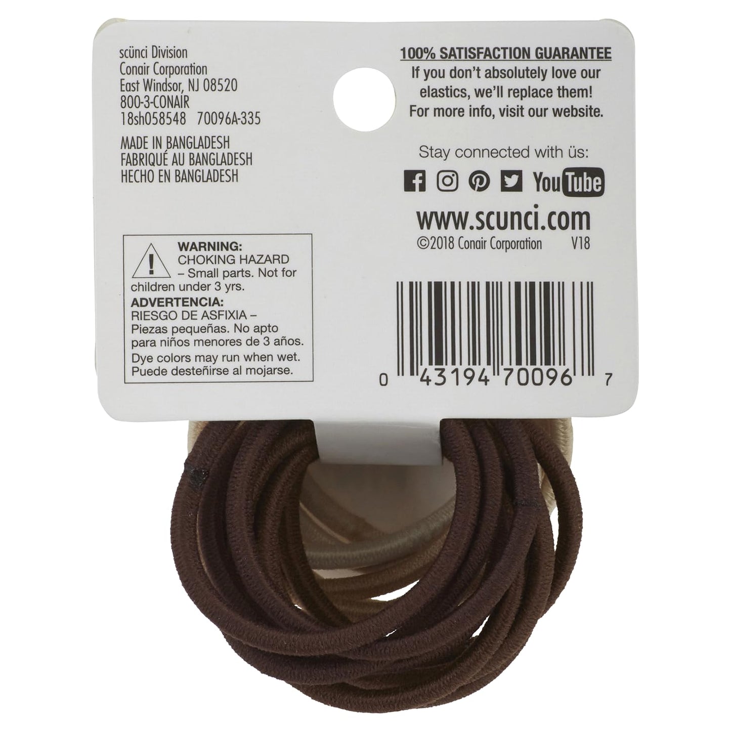 Scunci No-Damage Hair Elastics for Fine Hair - Soft Stretch Ponytail Holders | 15 Count, Comfortable Grip, No Snag, Brown & Blonde