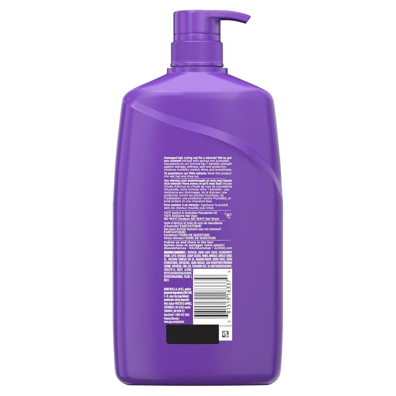 Aussie Total Miracle Shampoo - Apricot & Macadamia Oil, Paraben-Free | 26.2 fl oz, Pack of 4