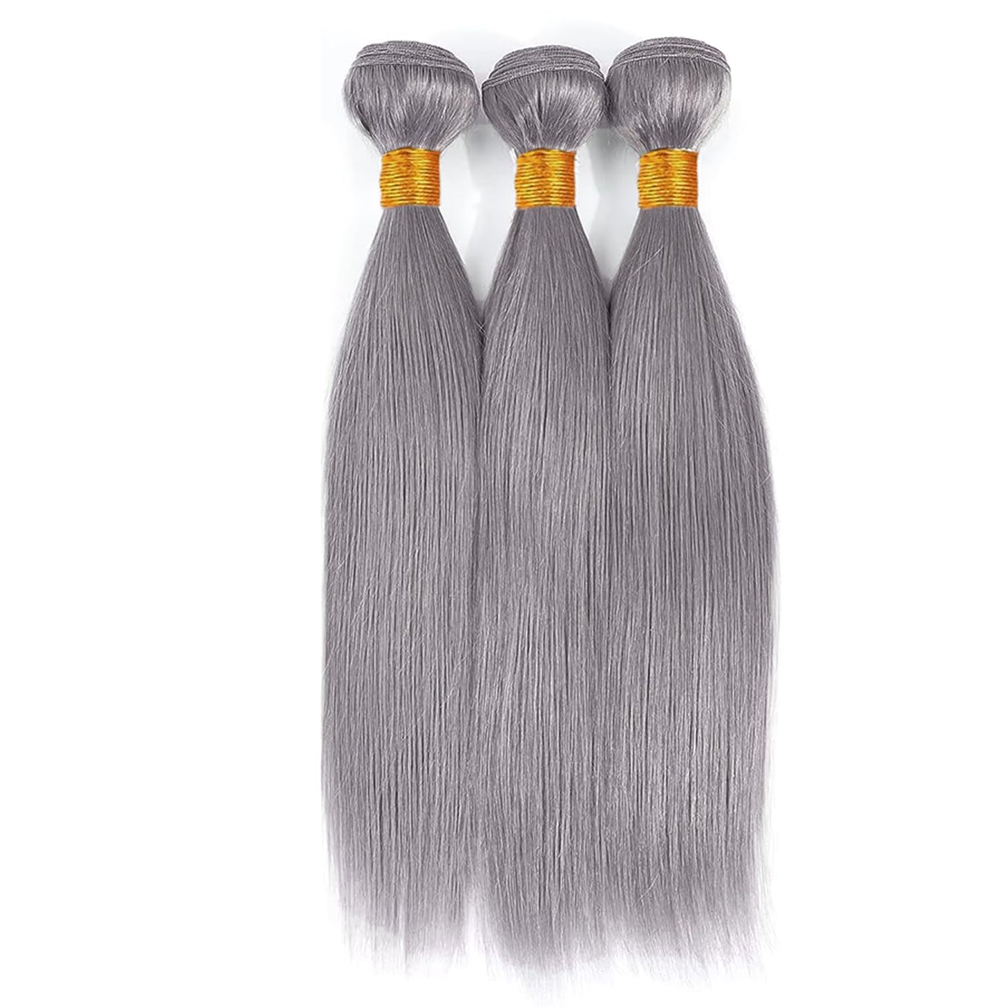 26 28 30 Inch Grey Bundles Human Hair Straight 3 Bundles Brazilian Remy Hair 50 Grams/Bundle 10A Grade Unprocessed Virgin Hairs Silver Grey Straight Bundle Weaves Extensions