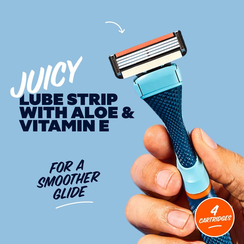 Dollar Shave Club | The Guest Pass Shave Set | 2 Swift Rinse Refill Cartridges, 1 Handle (Blue), 1 Razor Cover, Razors for Men