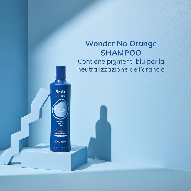 Fanola Wonder Blue Shampoo - Toning Shampoo for Brunettes | Neutralizes Orange & Brassy Tones - Vegan & Sulfate-Free (11.8 fl oz)