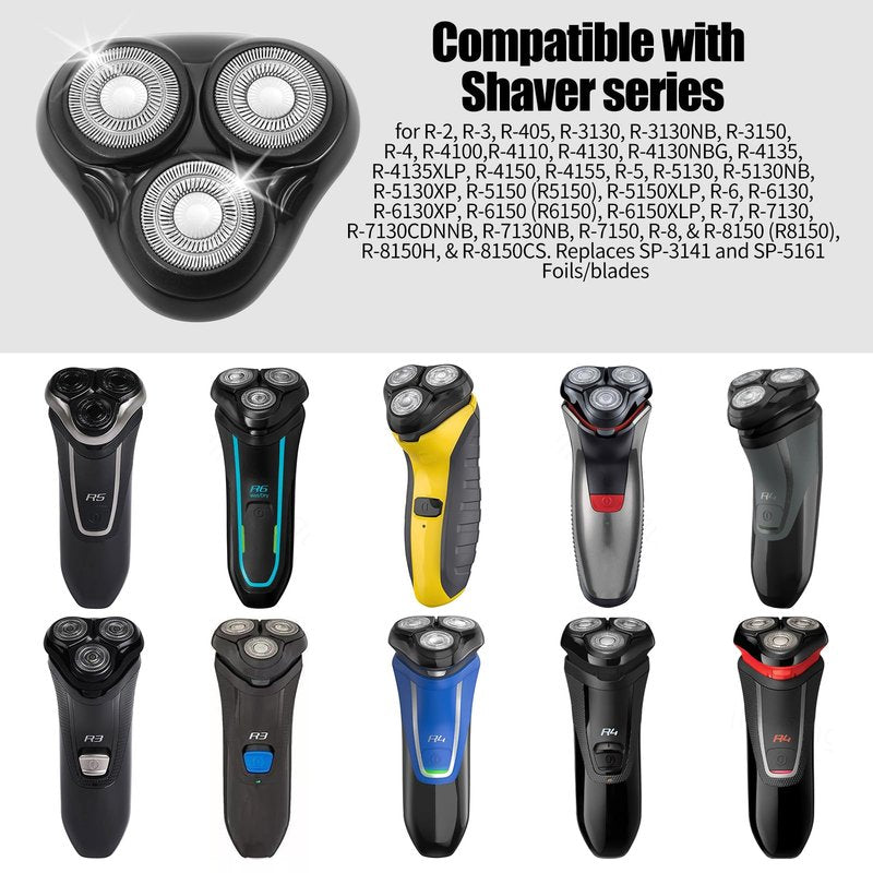 Universal Rotary Replacement Shaver Head,Compatible with Remington Shaver Series,for R3,R4,R5,R6,R7,R8,SP-3141 and SP-5161 Foils/Blades (Black(1 Count))