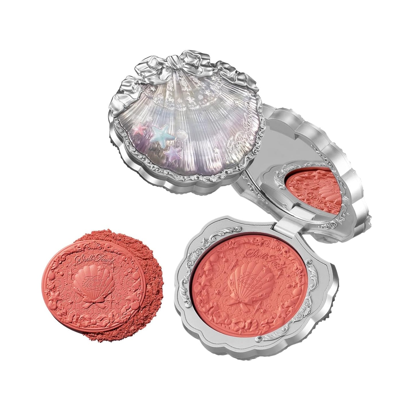 Silk Satin Blush - Shimmery Peach Pink Powder for Cheeks | Buildable, Long-Lasting Makeup, 0.18 Oz (03 Coral Seashell)
