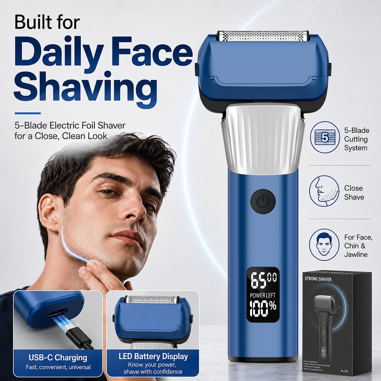 Electric Razor for Men, 5-Blade