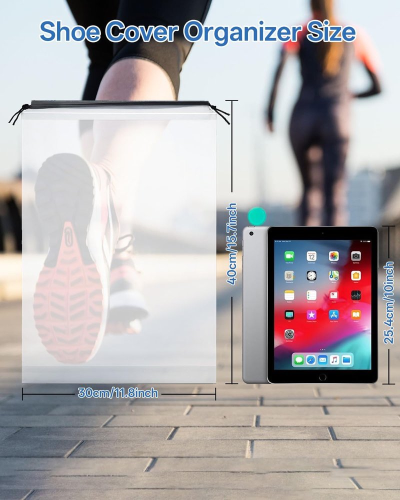 6 Pack Shoe Bags for Travel - Transparent Waterproof Portable Storage | 15.7" x 11.8" - Essential Packing Solution for Men & Women