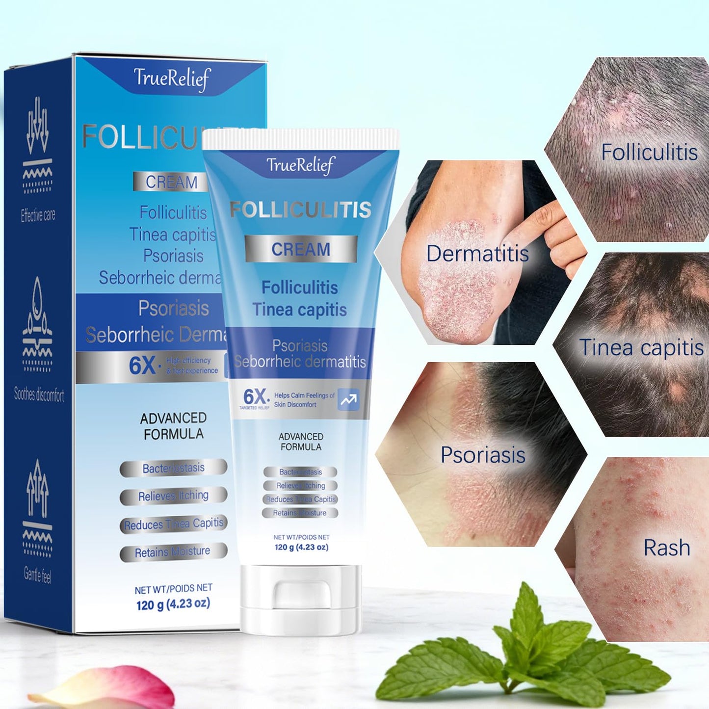 OUHENGTEK Folliculitis Cream | Soothes & Helps Clear Bumps on Scalp, Face, Body & Butt | for Ingrown Hairs, Razor Bumps & Acne | 120g (01)