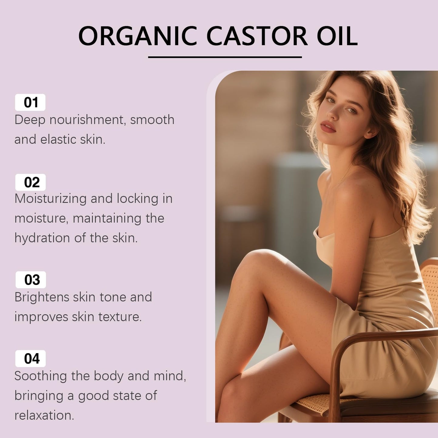 Organic Castor Oil Roll On,Castor Oil Rose Quartz Roller Ball,100% Castor Oil Organic Cold Pressed,On for Face, Neck & Under Eye Care, Smooth-Glide Massage Roller (2pcs)