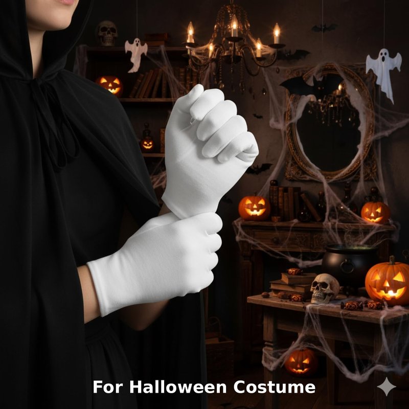 Breathable Cotton White Gloves - Moisturizing Eczema Sleep Gloves for Men & Women | Washable, Ideal for Dry Hands