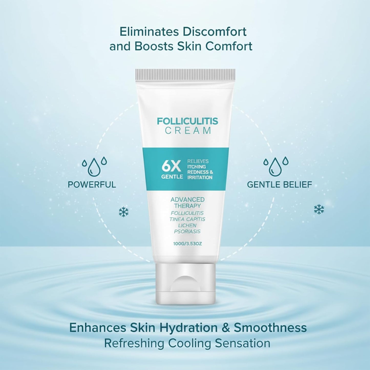 Folliculitis Cream - Cooling Herbal Formula for Scalp, Face & Body | 3.53oz (100g) - Soothes Itchy Skin & Redness