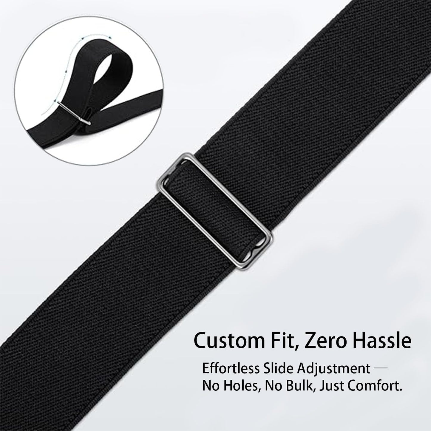 Elastic No Buckle Belt for Men & Women - Comfortable Adjustable Fit | Black & Blue, Perfect for Jeans & Daily Wear