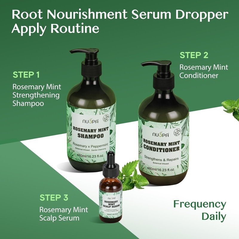 NUSPA Natural Rosemary Mint Hair Serum Grow Long Scalp Moisturizer Infused with BIOTIN Zero Fragrance Reduce Hair Loss for Hair Regrowth,Daily Dry Scalp Treatment