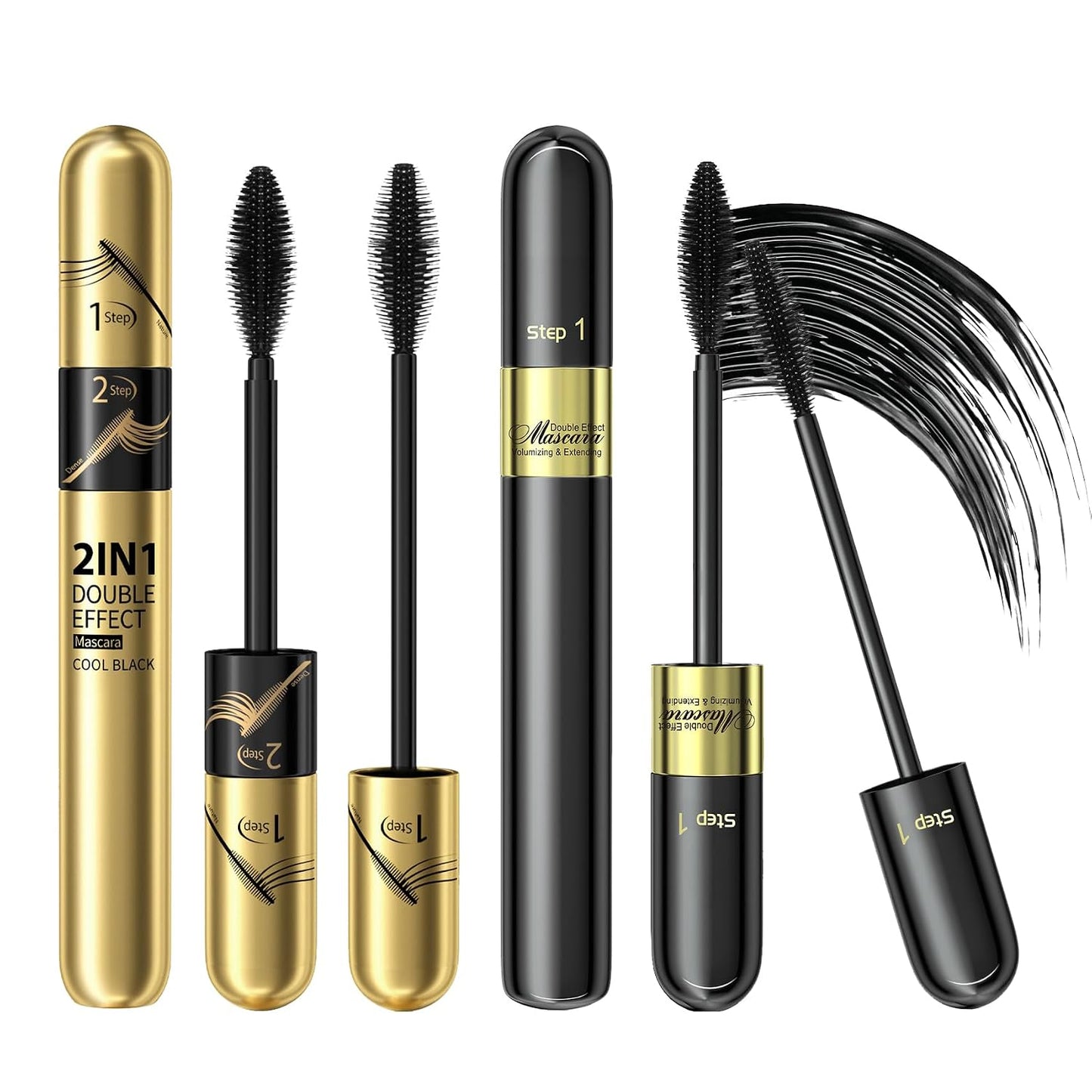 Lengthening & Volumizing Tubing Mascara - 2Pcs Smudge-Proof, Clump-Free Black for Natural Thickness