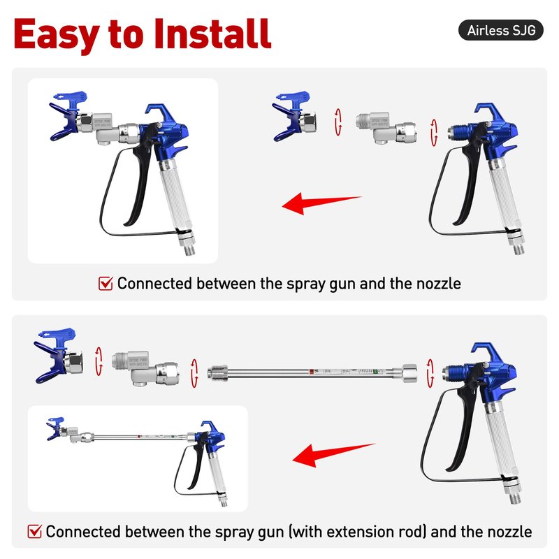 2Pcs Airless Paint Spray Gun Swivel Joint 235486 7/8" Thread 180 Degree Rotation 3600 PSI