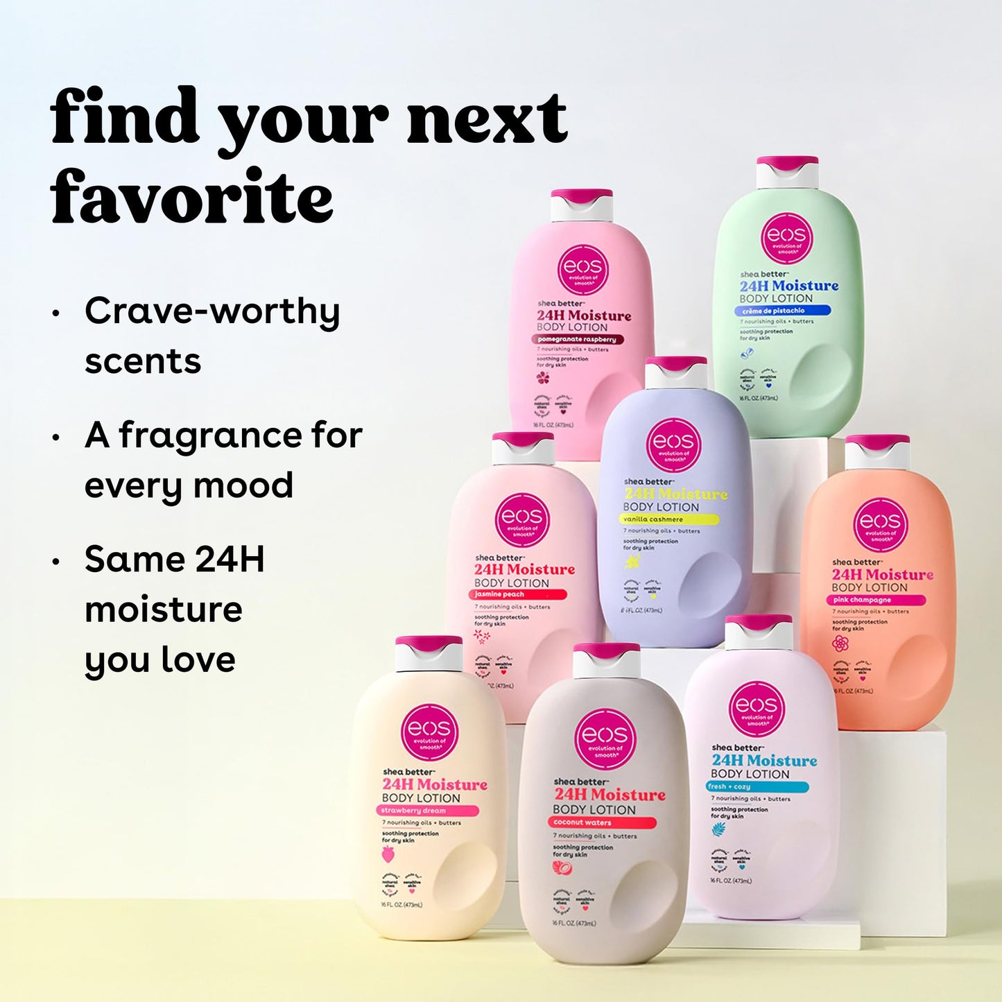 eos Shea Better Body Lotion Strawberry Dream, 24-Hour Moisture Skin Care, Lightweight & Non-Greasy, Natural Shea, Vegan, Strawberry Body Lotion, 16 fl oz