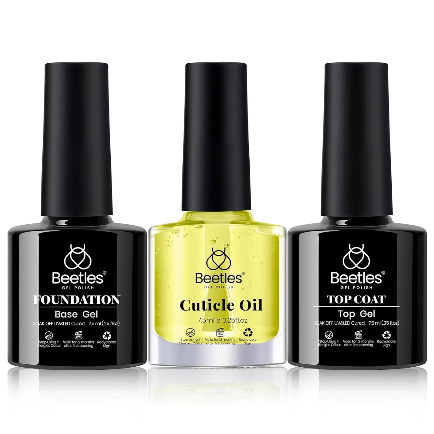 Beetles Builder Gel Set - 3Pcs 7.5ml Soak Off Transparent Nail Strengthener for DIY | Long Lasting Shine Finish