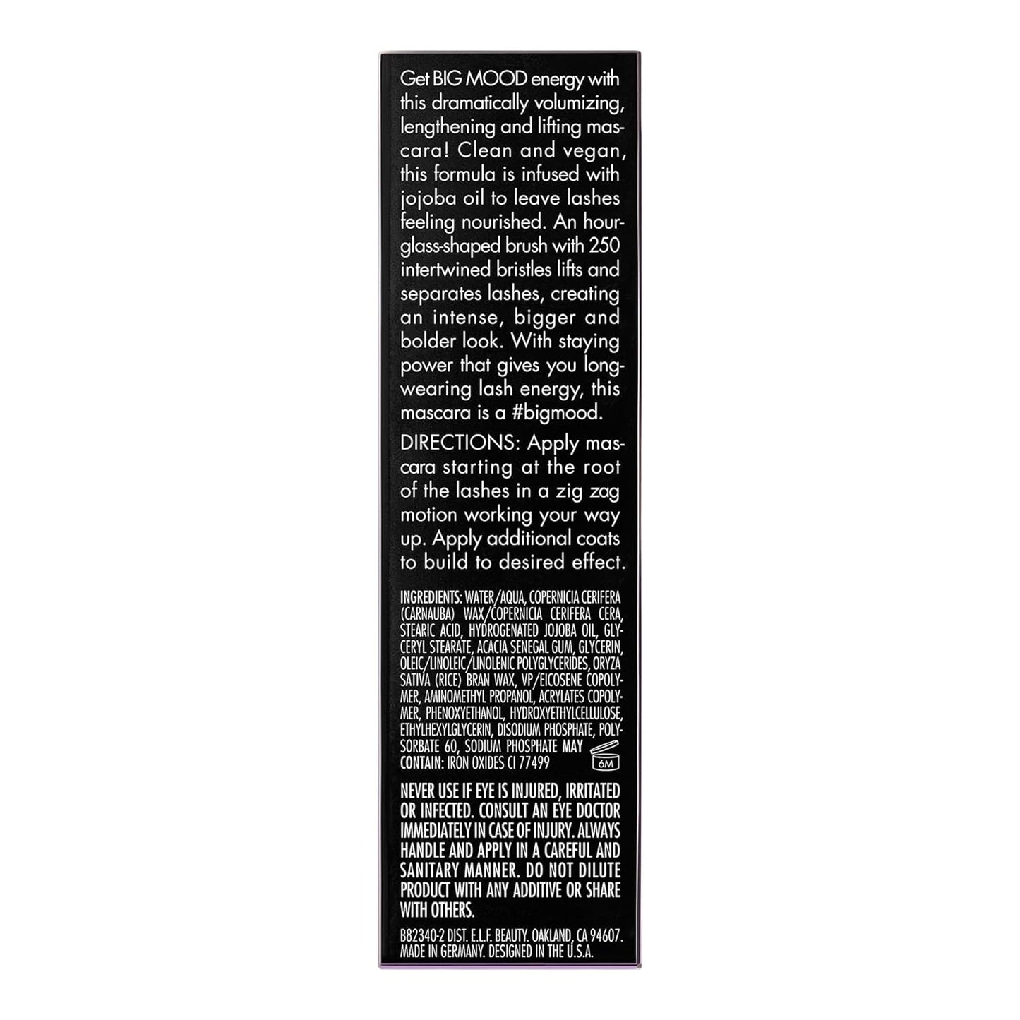 e.l.f. Big Mood Mascara Mini - Bold & Voluminous Lashes, Long-Lasting Formula | Infused with Jojoba Wax, Black
