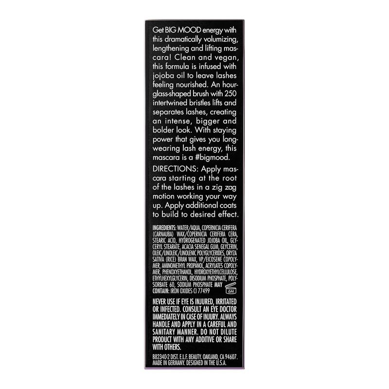 e.l.f. Big Mood Mascara Mini - Bold & Voluminous Lashes, Long-Lasting Formula | Infused with Jojoba Wax, Black