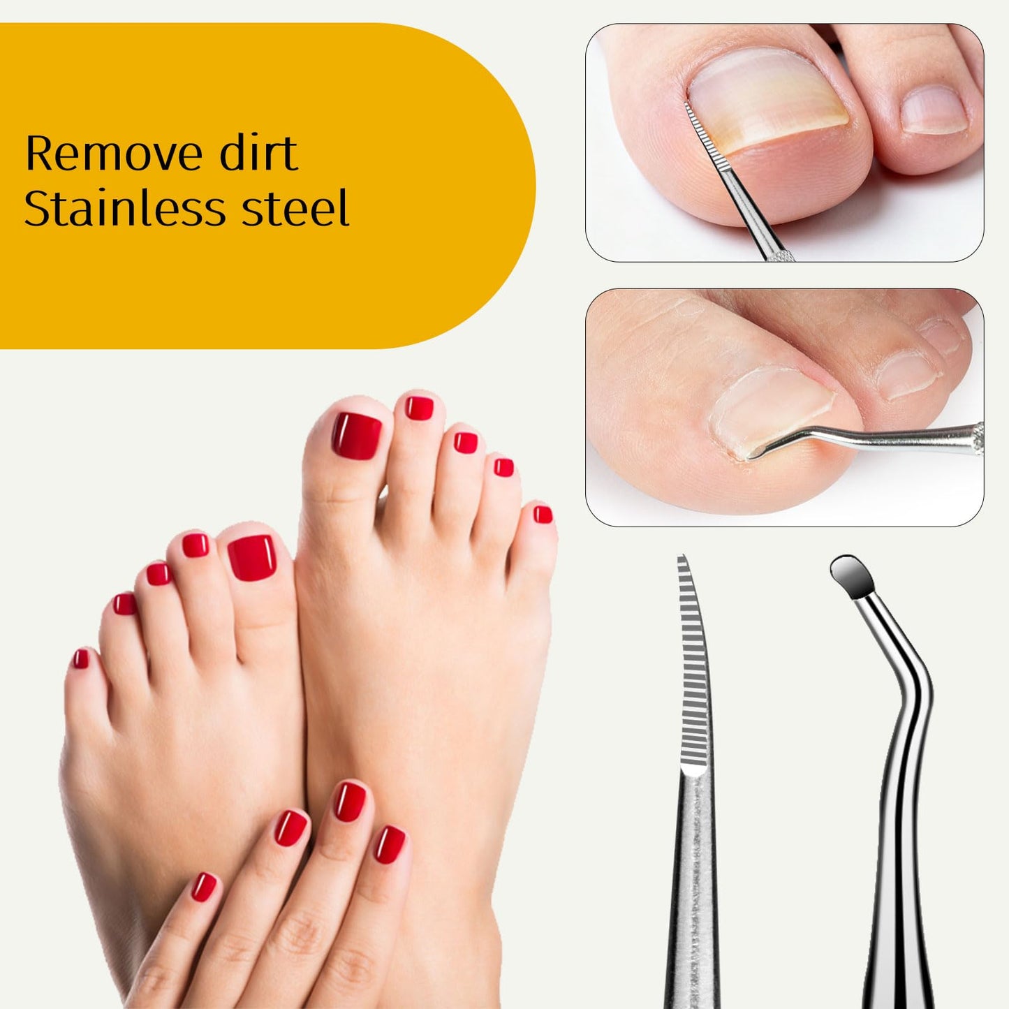 EBEWANLI Toenail Clippers for Thick Toenails - Heavy Duty Toe Nail Clipper Kit for Ingrown Toenails, Stainless Steel Nail Nippers with Non-Slip Rubber Handle, with Lifter & File and Travel Bag