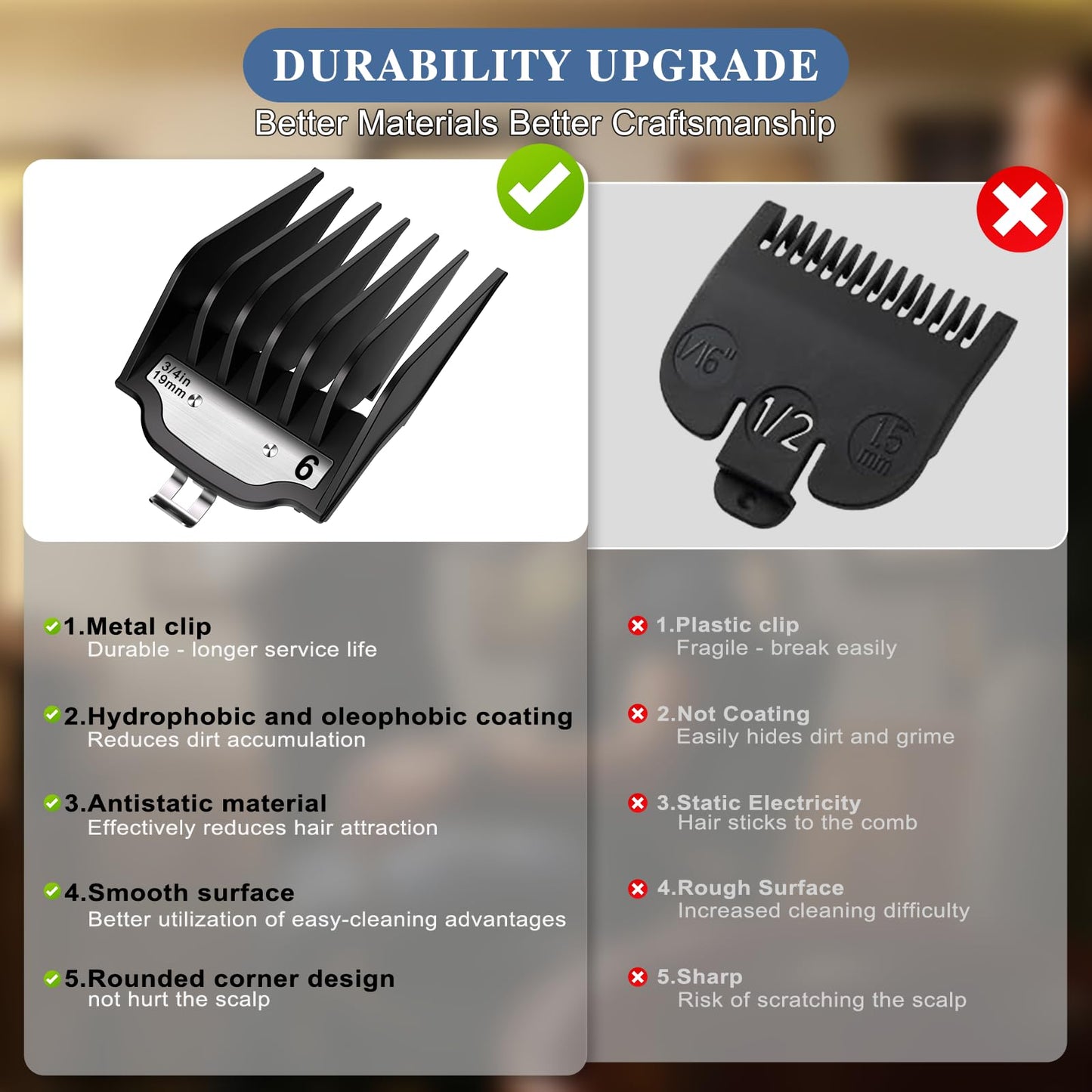 Compatible with Wahl Clipper Guards Set 10 Pack