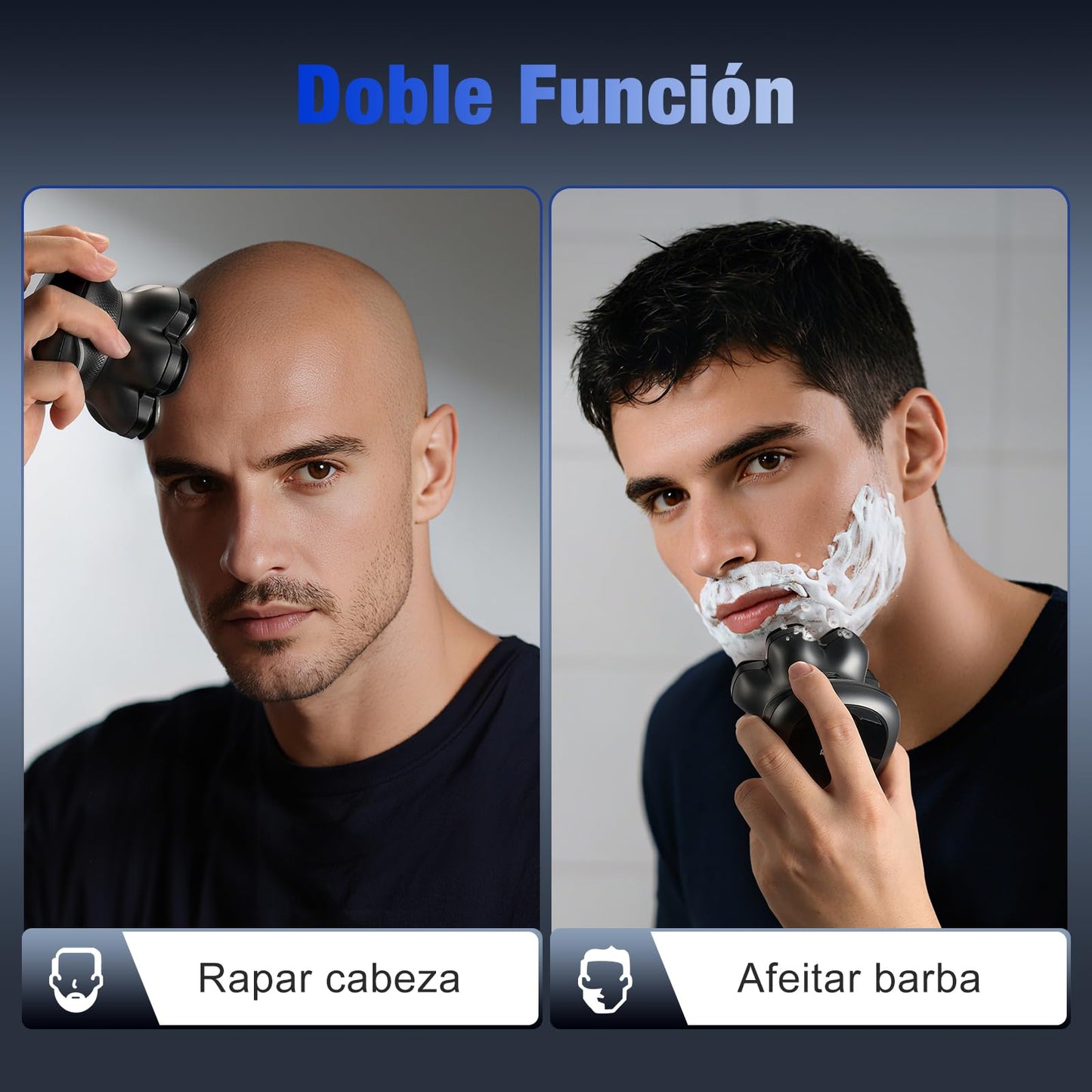 7D Head Shavers for Bald Men - 2026 New Dual Speed Electric Shaver, Bald Head Shaver with Magnetic Shaver Head IPX6 Waterproof Wet/Dry Use Shaving Balding Clipper LED Display Ink Black