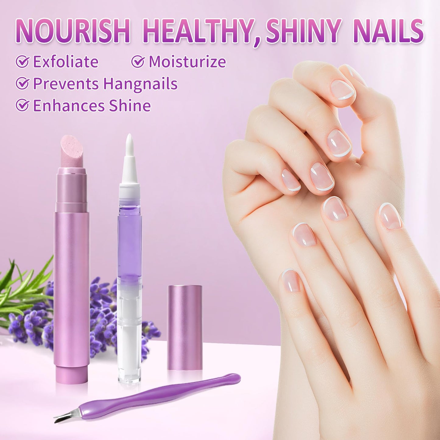 CAHIUYOA Ceramic Cuticle Oil Pusher Pen,3-in-1 Nail Cuticle Remover