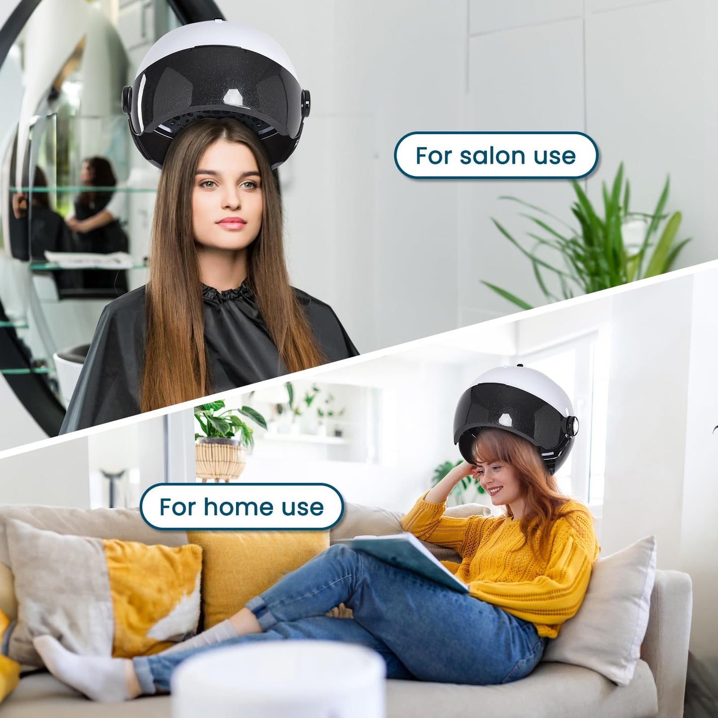Hooded Hair Dryer, Professional Hood Dryer on Wheels, Sit Under Dryer, Standing Hair Dryer, White