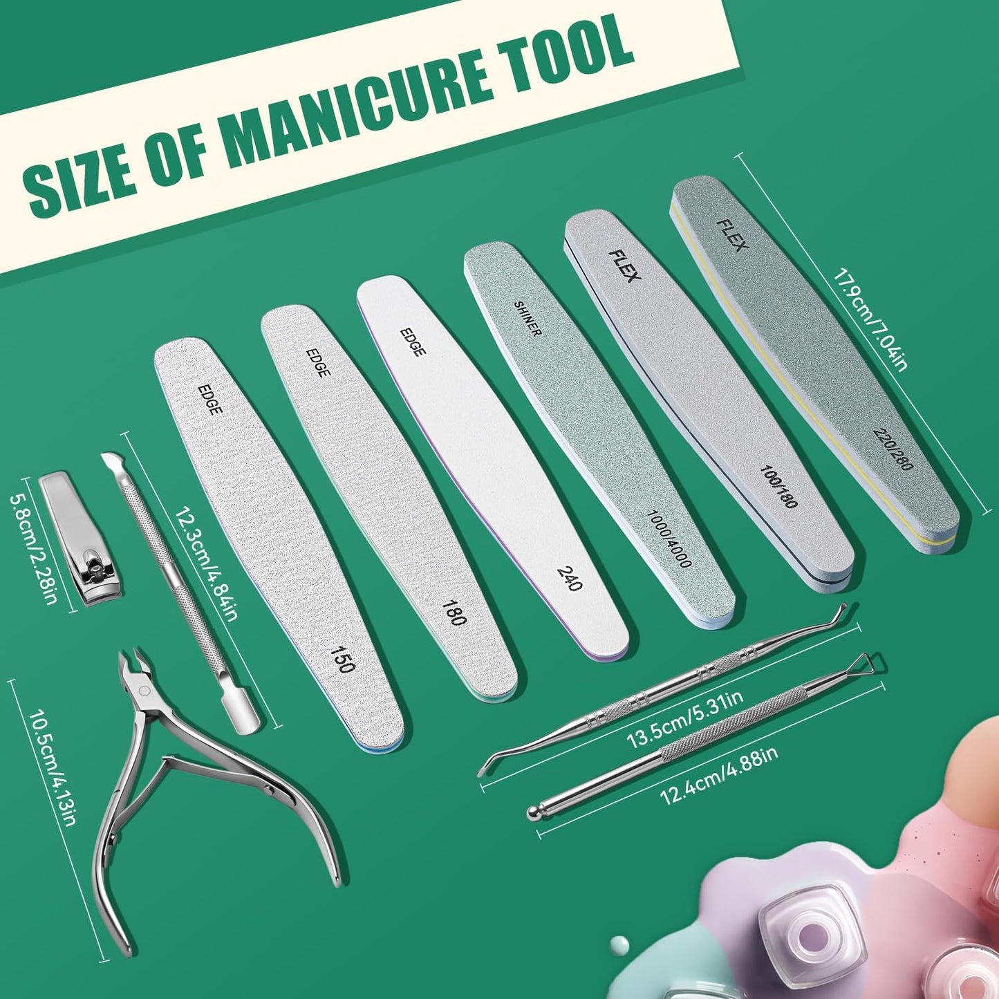 Nail Care Tool Kit - Cuticle Trimmer, Pusher, Files & Buffers | Essential Manicure & Pedicure Set for Women
