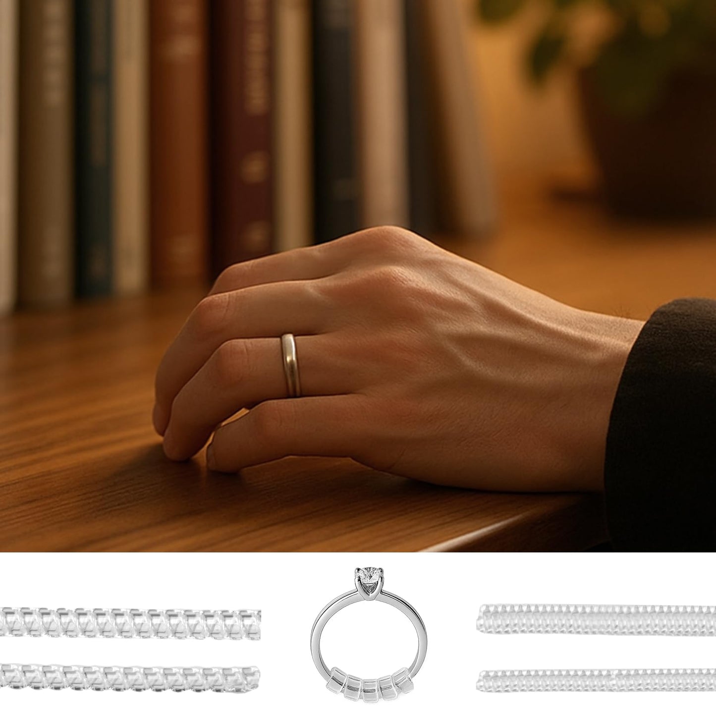 12 PcsRing Size Adjuster for Loose Rings, Invisible Ring Sizer Adjuster for Loose Rings, 4 Sizes Ring Resizer Guards Inserts Tightener Spacer Fitters for Too Big Ringsfor Women Men, Without Resizing