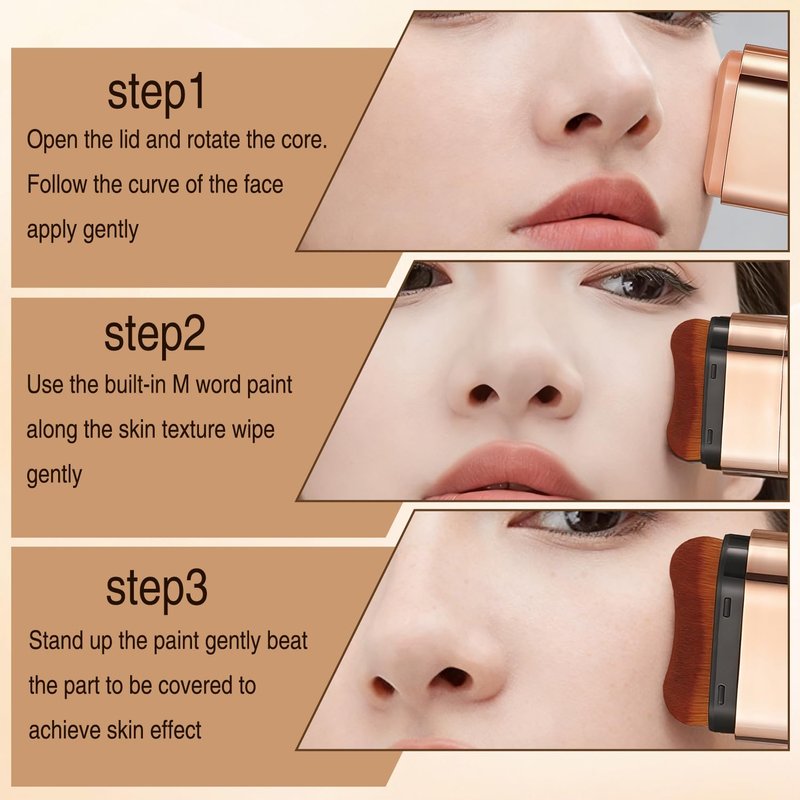 Flawless Dual-Ended Foundation Stick - 3-In-1 Contouring & Full Coverage Cream | Lightweight, Brightens, Long-Lasting - #01 Bright White