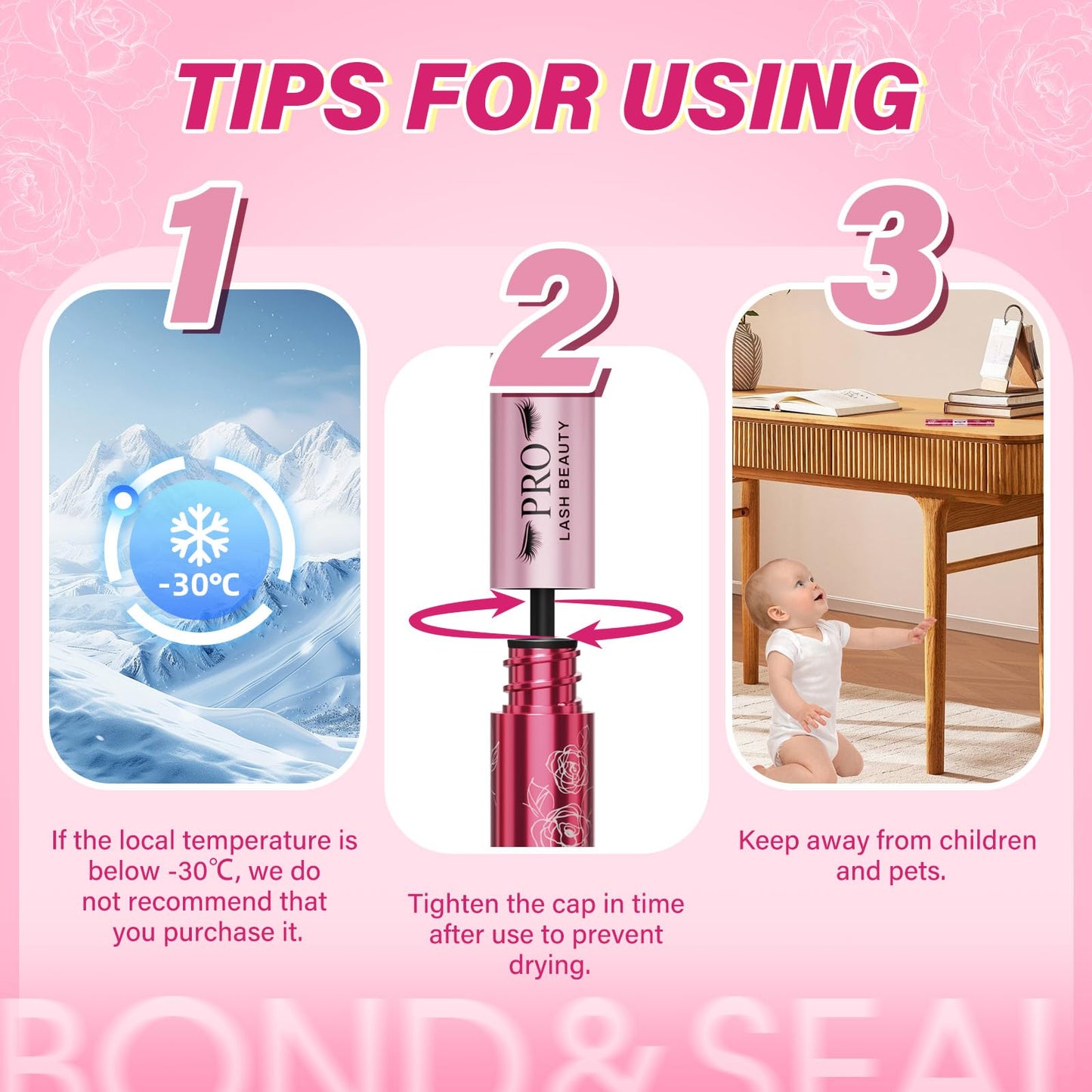 PROLASHBEAUTY Waterproof Lash Cluster Glue Lash Bond and Seal Long Lasting Strong Hold Non Irritating Lash Glue for DIY Cluster Lashes at Home (10ml, Black Bond & Clear Seal)
