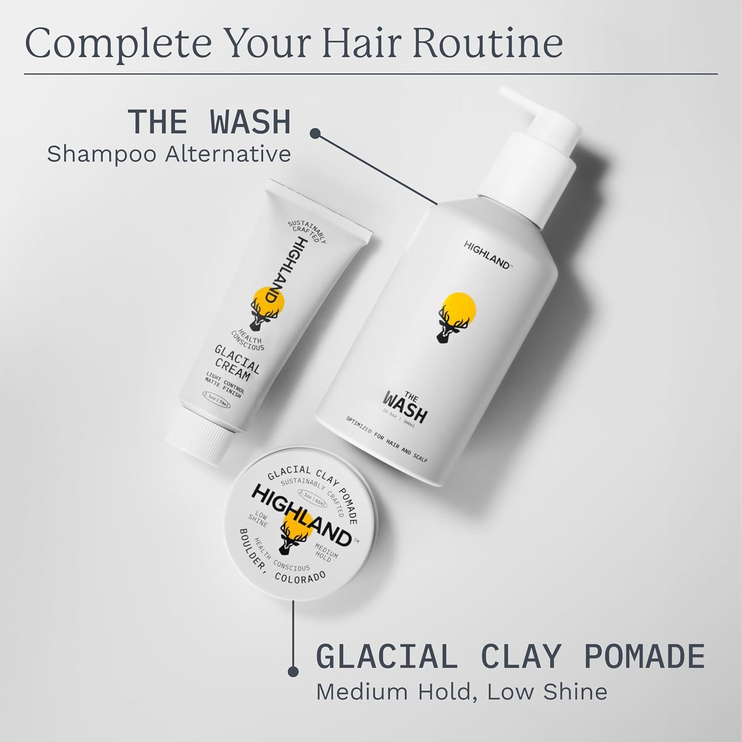 Highland Glacial Cream - Hair Styling Cream for Smooth, Hydrated Hair | Low Hold Matte Finish - 2.5 oz