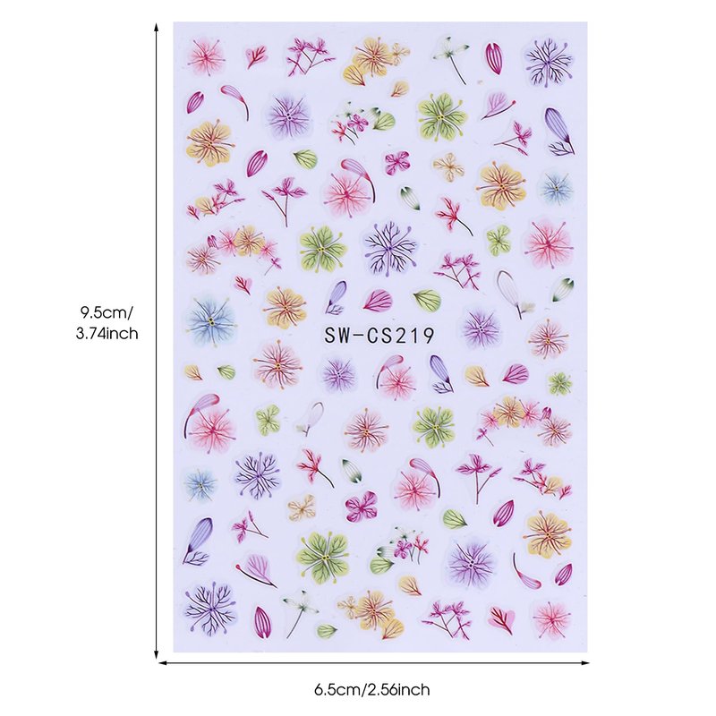 Flower Stickers for Nail Art Decals - 12 Sheets Spring Butterfly Nail Stickers with Tweezers 3D Floral Leaves Plant Nail Art Designs DIY Self Adhesive Daisy Blossom Nail Supplies Decorations