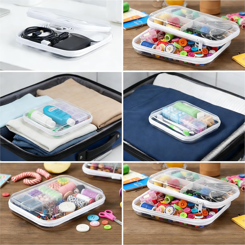 DAYUMKOU 10 Pcs Clear Hard Shell Zipper Case, (9.84x7.87x2 Inch)