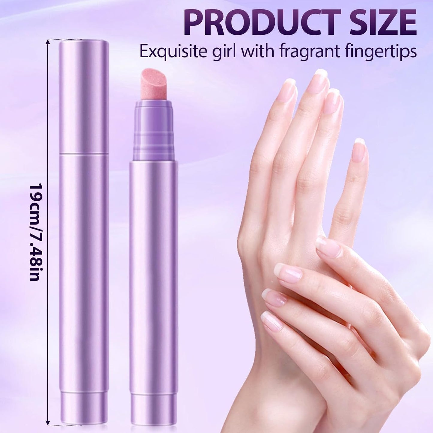 Ceramic Cuticle Oil Pusher Pen Set - 2-in-1 Cuticle Pushers & Oil Pens for Manicure & Pedicure | Purple