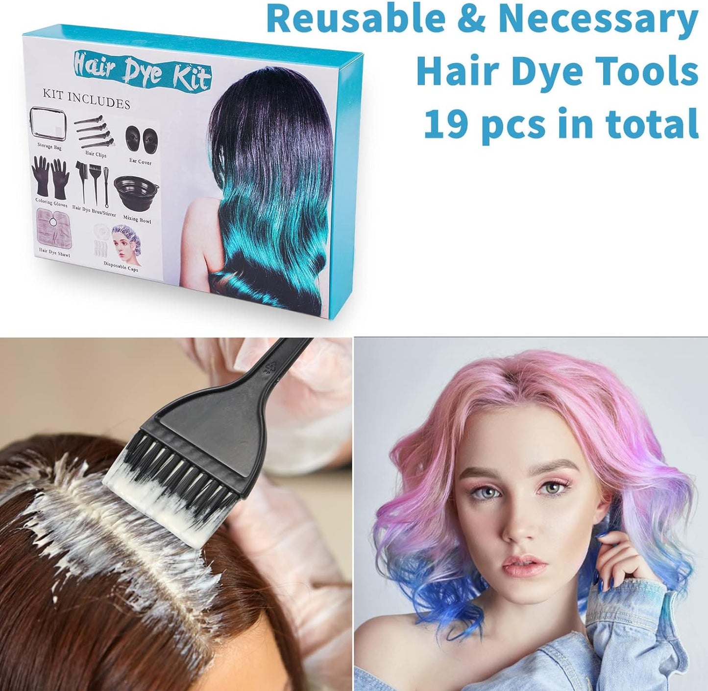 Xarchy 19-Piece Professional Hair Bleach Kit - Complete Hair Coloring Set with Brush, Bowl, Clips & Earmuffs for Home Highlighting