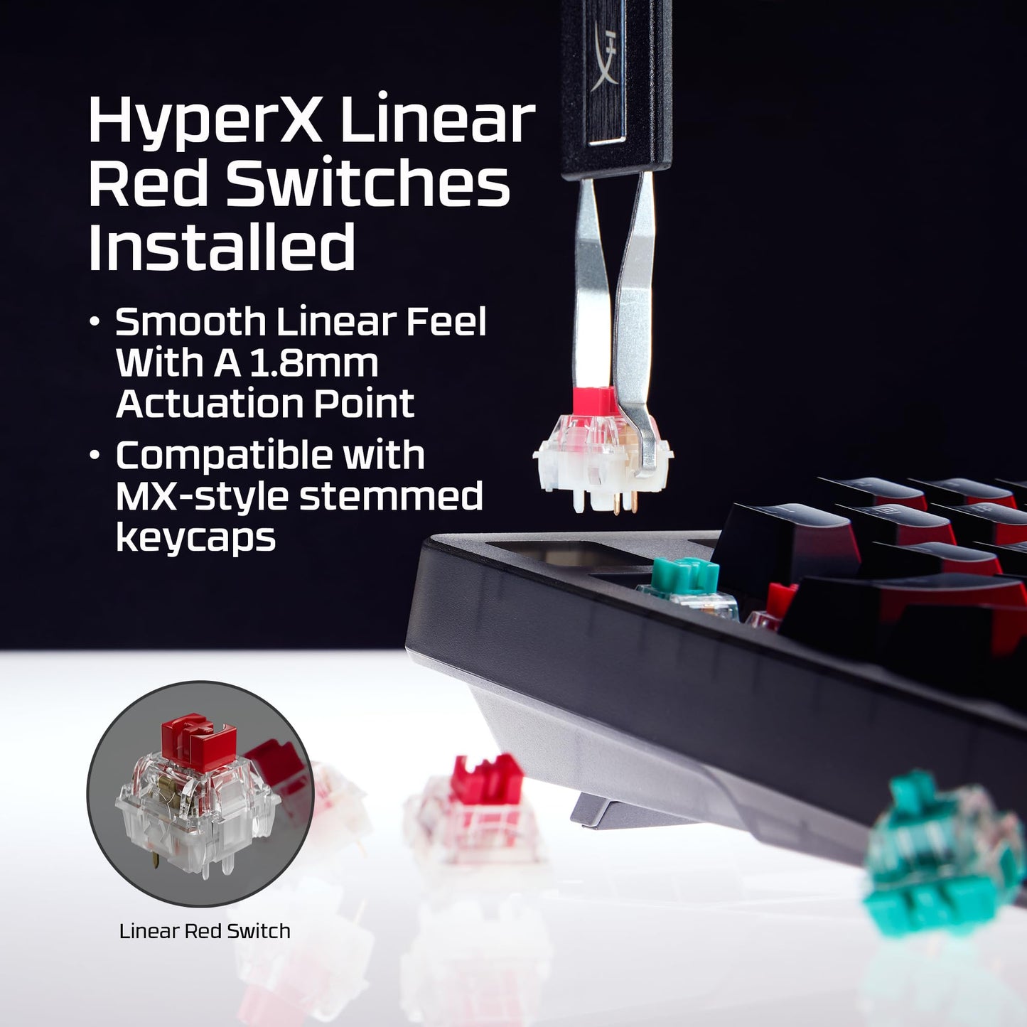 HyperX Origins 2 1800 – Gaming Keyboard, PC, Swappable Housing, Hotswap Switches, High Profile, 1800 Layout, 8k Polling, Adjustable Angle, Mechanical Switches