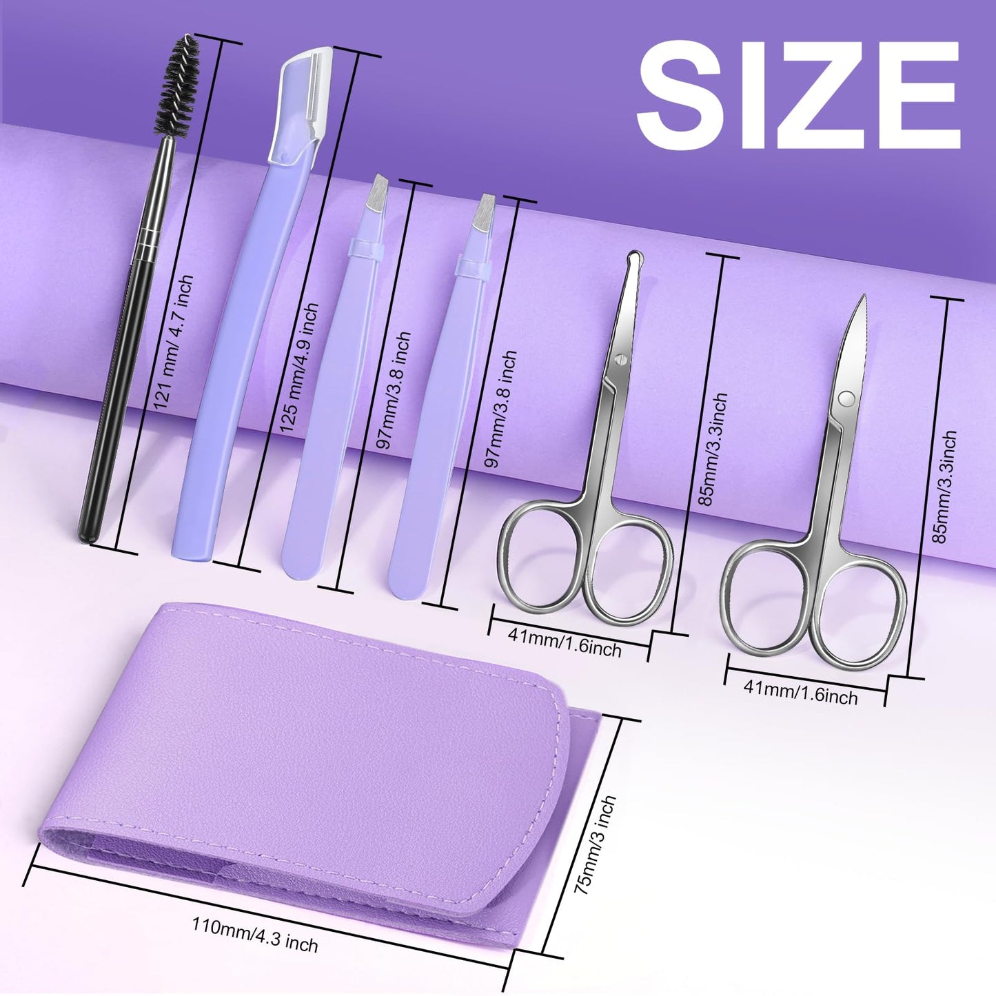 FANDAMEI Eyebrow Scissors, Eyebrow Kit, Eyebrow Tweezers for Women, Eyebrow Razor, Eyebrow Brush. Eyebrow Kit for Men with Leather Case. Eyebrow Scissors for Women Facial Hair Ingrown Hair Removal