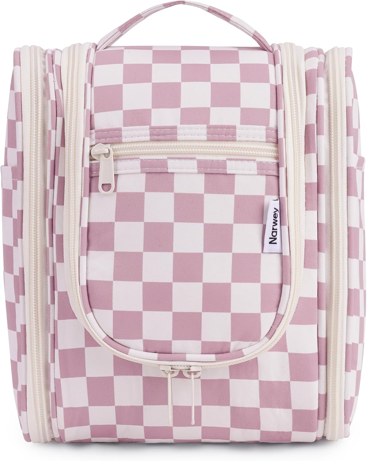 Hanging Toiletry Bag for Women | Travel Makeup Organizer - Large Blue Leaf Design
