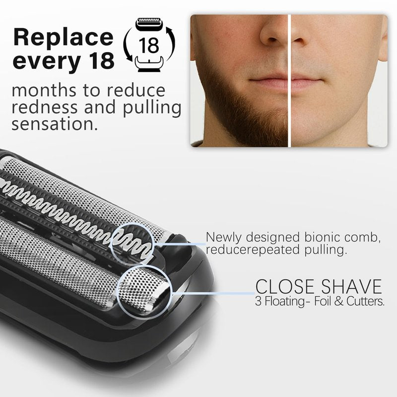 53B Shaver Replacement Head for Braun Electric Shavers - Compatible with Braun Shaving Razor New Generation 5020cs 5018s 5035s 5049cs 5050cs 6020s 6040cs 6075cc 6072cc 6090cc, 2Pack