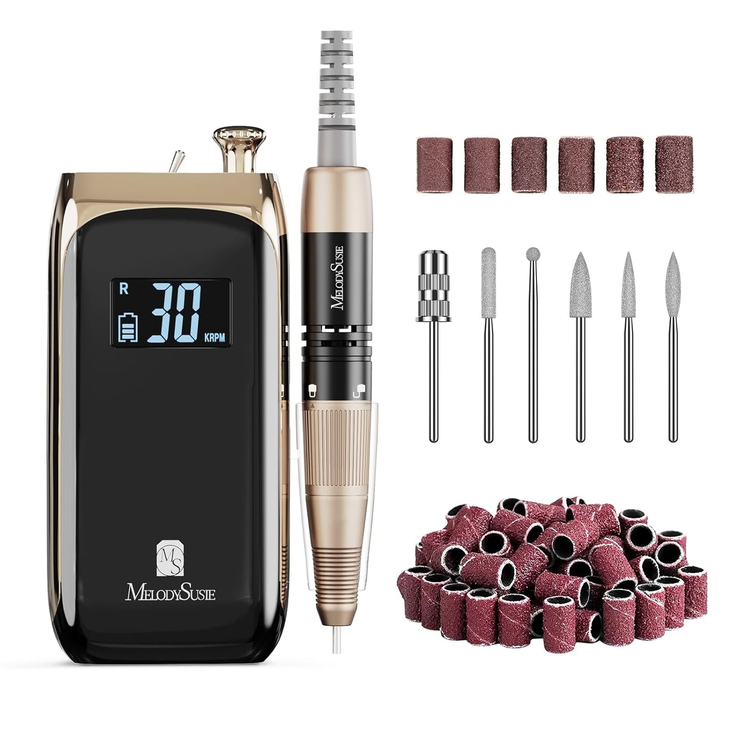 MelodySusie Vintage-Style Nail Drill - 30000RPM Rechargeable E-File for Manicure & Gel Removal | Ideal for Training & Home Use
