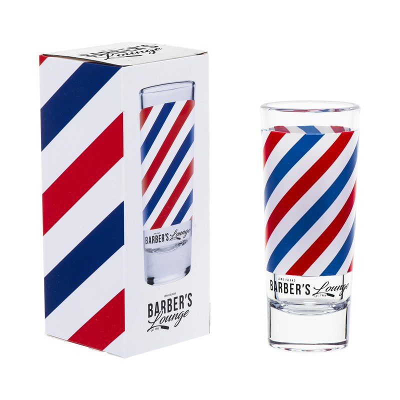 Barber Pole Shot Glass 2 Fl. Oz/MADE BY BARBERS/Barbershop Essentials/Also For Hairstylists Groomers/Tall Whiskey Bourbon Shooter