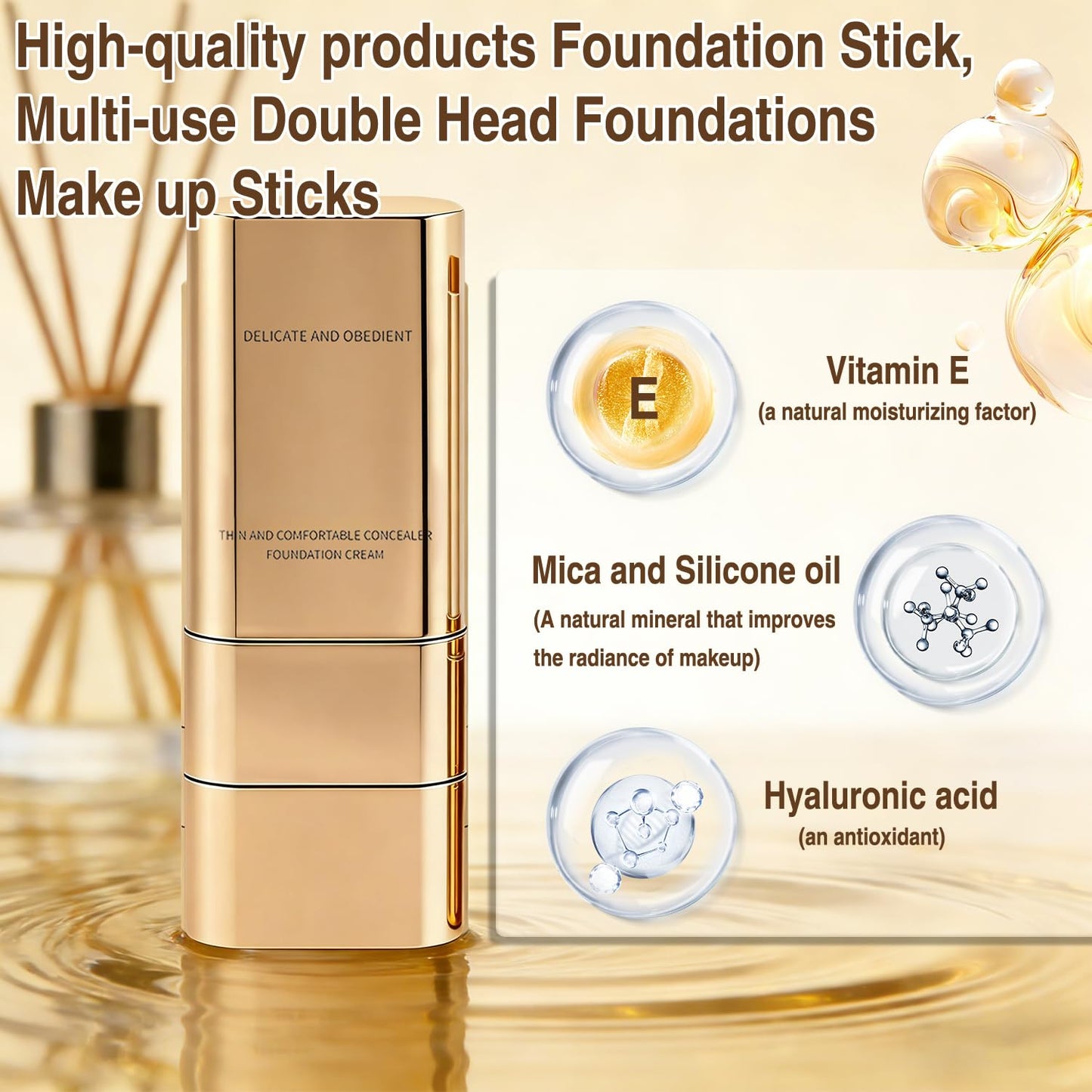 Dual-Ended Concealer Foundation Stick - Full Coverage Cream with Built-In Sunscreen | 02 Natural Color