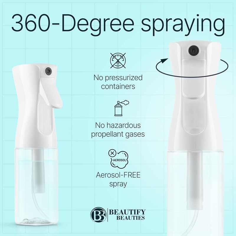 Hair Spray Bottle - Ultra Fine Continuous Water Mister for Hairstyling, Cleaning & Skin Care | Black, 6.8 Ounces