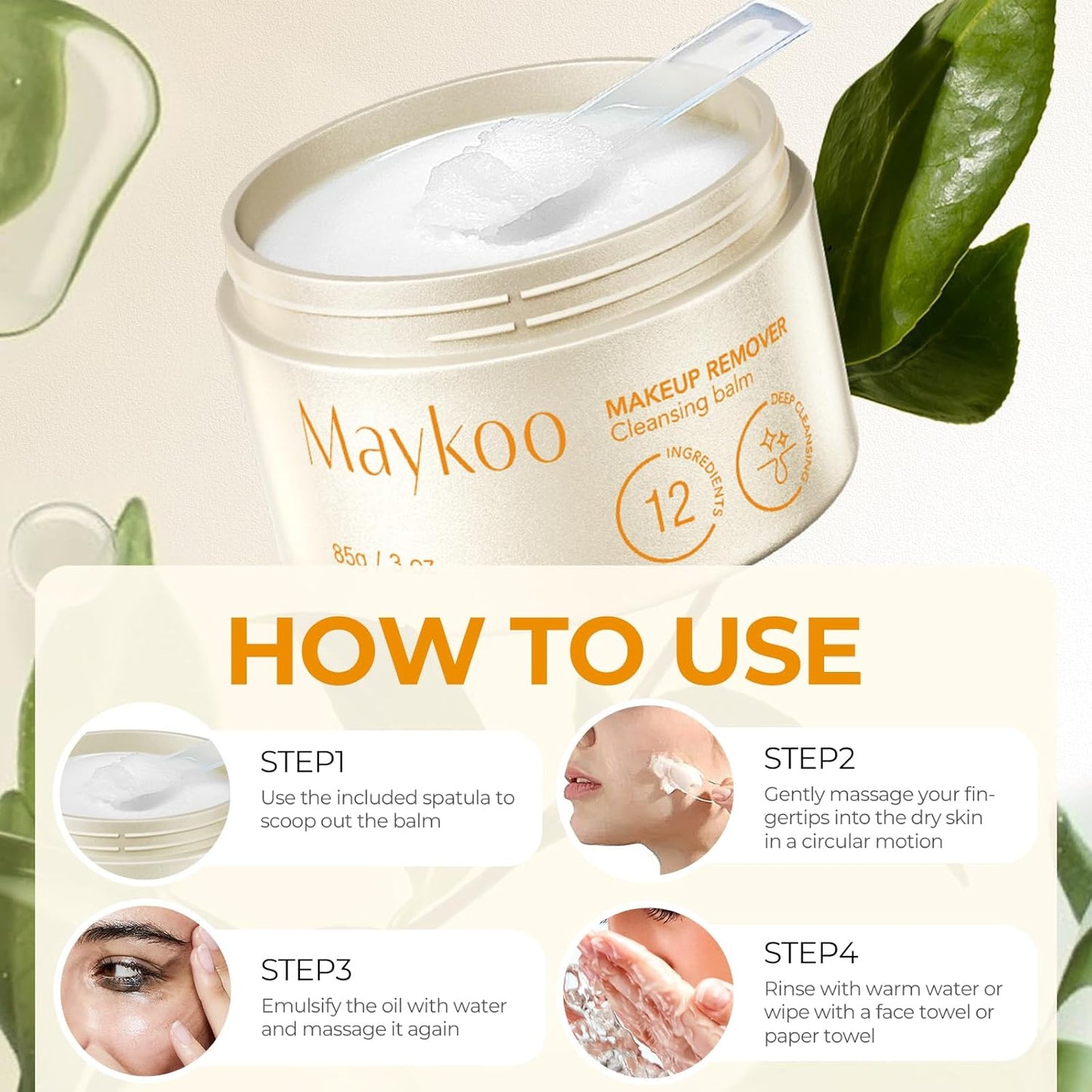 Makeup Remover Balm - Hydrating Deep Cleansing Oil-Based Formula | Gentle for All Skin Types, 85g/3oz