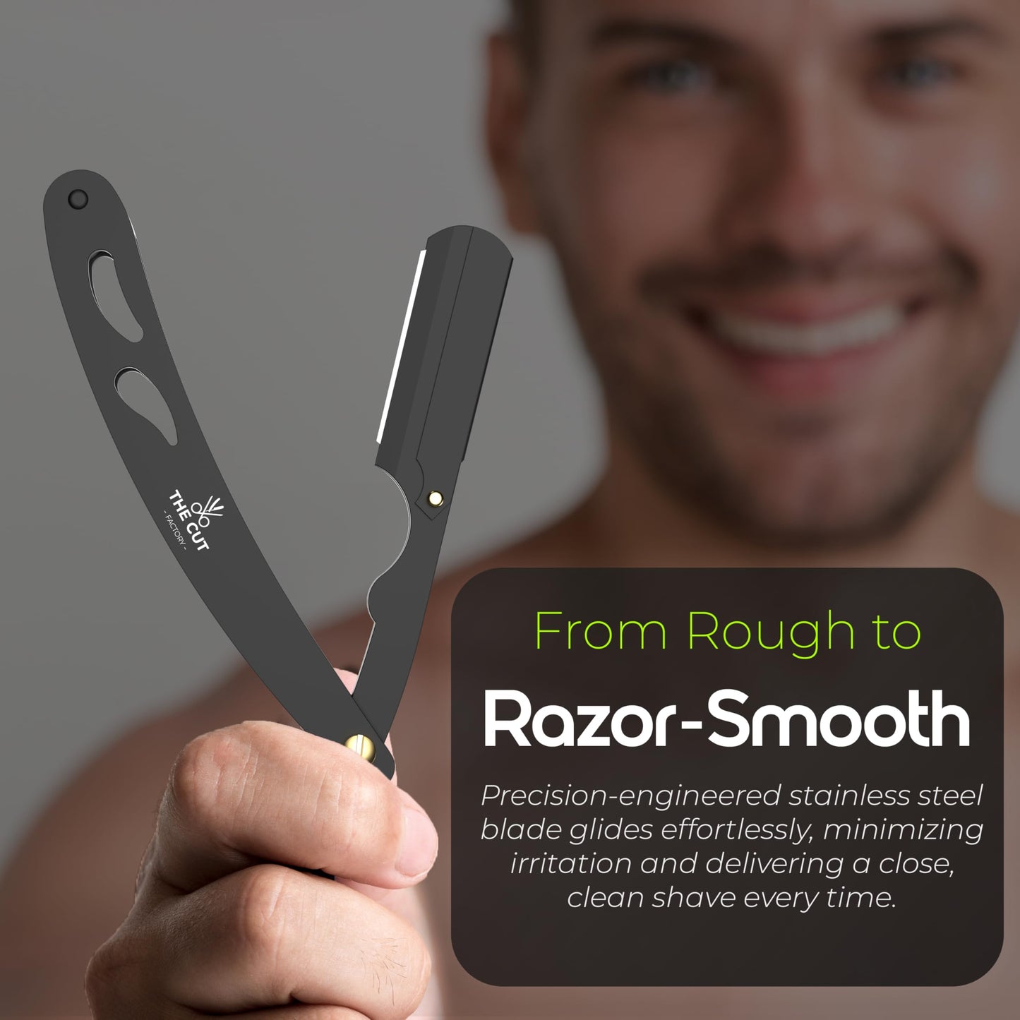 The Cut Factory® Premium Wooden Handle Straight Razor for Men – Luxury Barber Razor with 20 Single Edge Blades, Leather Pouch & Elegant Gift Box – Handcrafted Grooming Excellence