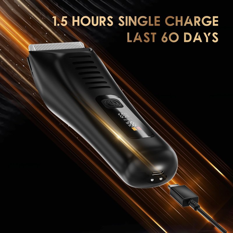 Body Hair Trimmer for Men - Pubic Hair Trimmer for Man - Electric Ball Shaver with LED Light - IPX7 Waterproof Wet/Dry Groomer kit for Groin -USB-C Rechargeable - Men's Pubic, Groin and Body Shave